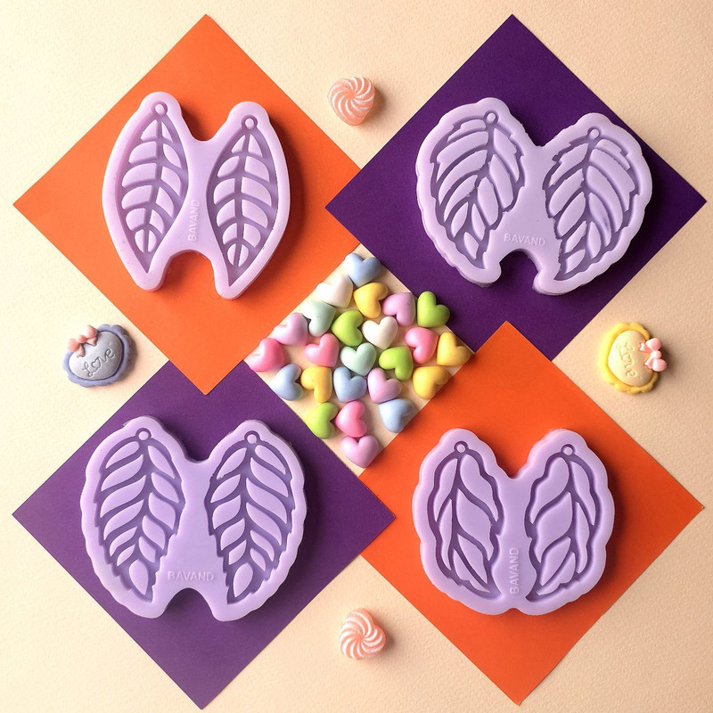 قالب رزین مدل کالکشن باغ پاییز طرح برگ مجموعه ۴ عددی